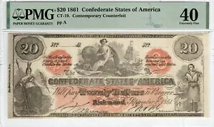 CT-19 137A 1861 $20 ����̋U�� CSA ���� - PMG Ext Fine 40!