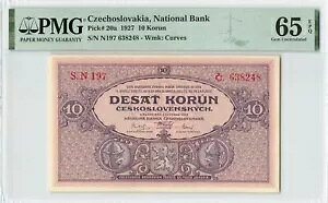 �`�F�R�X���o�L�A 10�R���i 1927�N�AP-20a�APMG 65 EPQ Gem UNC�A�󏭔��s����
