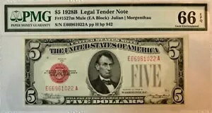 �č� - �@��ʉݎ��� - 5 �h�� - 1928B - MULE - Fr-1527m - PMG 66 EPQ - GEM UNC�B