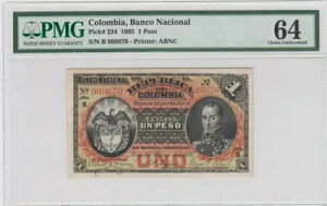 1895 �R�����r�A �o���R �i�V���i�� P# 234 �B 1 �y�\ PMG 64 .CHOICE UNC.���A