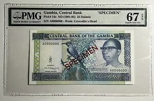 �K���r�A 25 �_���V�X 1991 - 1995 P 14s �X�y�V���� PMG 67 EPQ UNC PMG �g�b�v�|�b�v
