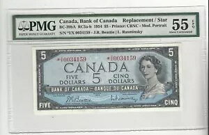 1954�N �J�i�_��s BC-31bA $5 Bea/Ras SN I/X *0034159 PMG AU-55 EPQ Repl Note