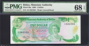 �x���[�Y QEII 1�h�� 1980�N Pick-38a �ɏ� GEM UNC PMG 68 EPQ �ō����i