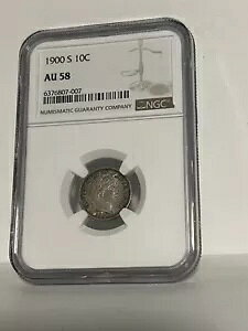 US 1900-S �o�[�o�[ �_�C�� 10 �Z���g NGC AU-58 �X���C�_�[ UNC