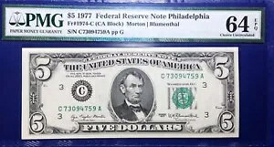 1977 �N $5 �A�M������s�� Fr-1974-C �t�B���f���t�B�A PMG64 Choice EPQ
