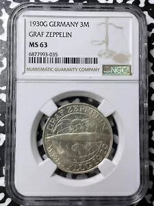 1930-G �h�C�c �O���[�t �c�F�b�y���� 3 �}�[�N NGC MS63 ���b�g#G7045 �V���o�[! UNC��I�����Ă��������I
