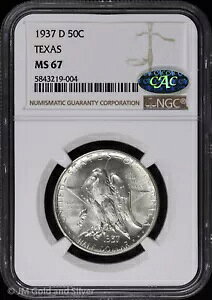 1937 D �e�L�T�X�L�O�n�[�t�_���[ NGC MS 67 CAC |�񗬒� UNC BU