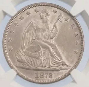 �č� 50 �Z���g �n�[�t�_���[ ���o�e�B �V�[�g 1872 �V���o�[ Unc Mint NGC Graded MS61