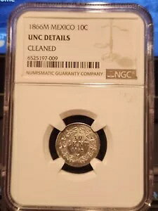 1866 M ���L�V�R �V���o�[ MAXIMILIAN 10 �Z���^�{ NGC UNC �ڍׁA�󏭂ł��A����͂����ł��ˁI