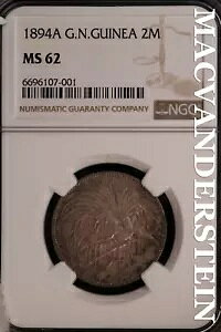 �h�C�c��j���[�M�j�A: 1894-A Two Marks - NGC MS 62 - Scarce Brilliant Unc #SLA201