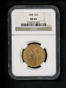 1900 US $10.00 �S�[���h ���o�e�B $10 �C�[�O�� NGC MS 63 UNC �I���W�i���\�ʑI����