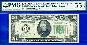 1934C $20 �A�M������s�� PMG 55EPQ 2 �ԖڂɊi�t���̍����X�^�[ Fr 2057-Cob*