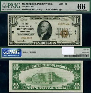 �n���e�B���h�� PA $10 1929 ������s�� Ch #31 FNB Gem PMG CU66
