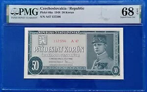 �`�F�R�X���o�L�A; 50 �R���� 1948�AP-66a�A??PMG �V���O�� �g�b�v �|�b�v??PMG S. GEM UNC 68 EPQ