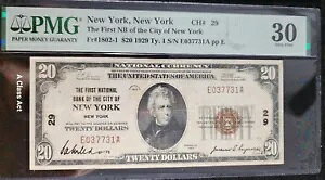 $20 1929 �j���[���[�N NY �����ʉݎ��� Fr 1802-1 PMG 30 VF t5456