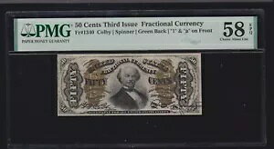 US 50c �X�s�i�[�����ʉݎ����u1�v����сua�v�^�C�v II FR 1340 PMG 58 EPQ (2)