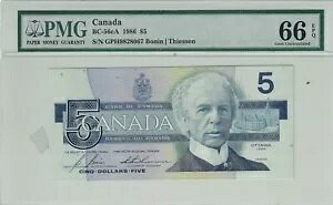 1986 BOC $5�ABC-56cA Ser#*GPH 9828067 Bon/Thi�APMG GEM UNC 66 EPQ