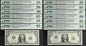 1963 �h�� 1 �A�M������s�� PMG 68EPQ PMG �����n��Z�b�g �R���v���[�g 12 ����