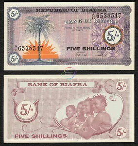 BIAFRA 5 �V�����O 1967 P-1 ���V�̖� UNC ������