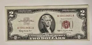 1963�N A $2 2�h������ ���b�h�V�[�� �g���v���[�� ���[ �V���A���ԍ� S/N 00019681 A