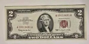 1963�N A $2 2�h������ ���b�h�V�[�� �g���v���[�� ���[ �V���A���ԍ� S/N 00019681 A