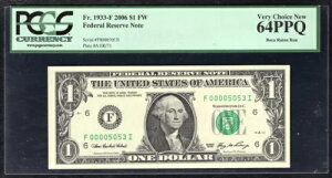 FR�B 1933-F 2006 $1 FW FRN �A�g�����^�A�W���[�W�A�B�u���[ �V���A�� #5053�v PCGS ������-64PPQ