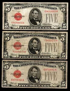 3X 1928c $5 ���b�h �V�[���@��ʉݕč����� 3 ���̎����̃��b�g