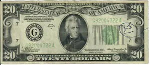 1934A 20$ �A�M������ - �O���[�� �V�[�� - WAJ/FMV G82004722A - #13656