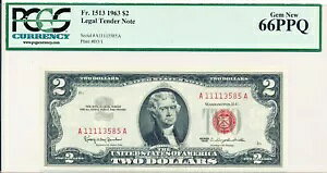 �@��ʉݎ��� �č� $2 1963 �ړ�������ѐڔ��� A PCGS 66PPQ