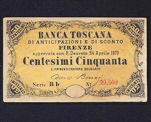 �C�^���A 50 CENTESIMI BANCA TOSCANA FIRENZE 1870