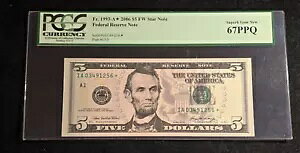 2006 $5 �A�M������s�� FR1993-A* PCGS 67 �f���炵����� UNC EPQ �X�^�[����