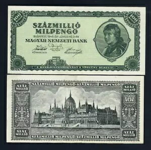 �n���K���[ 100,000,000,000,000 Szazmillio Mil Pengo P-130 1946 �n���K���[�̎���