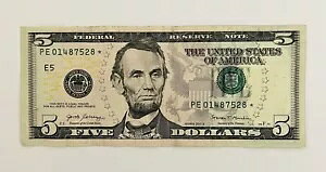 �uBillete De 5 D?lares Con Estrella A?o 2017 A.Para Collection�v�B