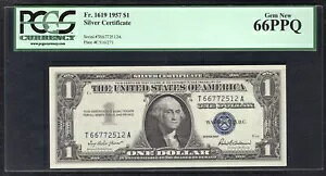 FR�B 1619 1957 $1 �V���o�[�ؖ������� PCGS ��Ζ�����-66PPQ