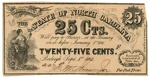 1862 �m�[�X�J�����C�i�B���[���[�A�m�[�X�J�����C�i�B 25c Note No.337 (59501)