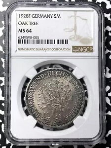 1928-F �h�C�c �I�[�N �c���[ 5 �}�[�N NGC MS64 ���b�g�ԍ� G7417 ���[�W �V���o�[! UNC��I�����Ă��������I