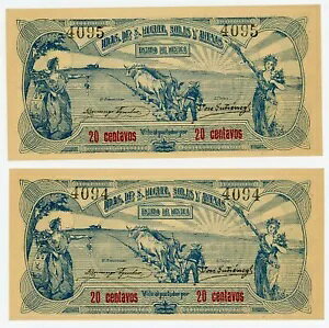 Hdas De Miguel Solis ����� Anexas ... P-M2857 ... 20 Centavos 1915 ... *UNC* �y�A
