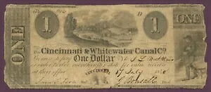 1840 Cincinnati & Whitewater Canal Co.�A�I�n�C�I�B�V���V�i�e�B $1 Note No.1194 (61079)