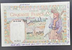 �t�����X�̃A���W�F���A��s L'Algerie 50 �t���� 24-12- 1940 AU UNC �ɂ���