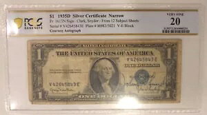 1935D �W�����E�X�i�C�_�[�����Ȃ̃T�C������ $1 ��ؖ��� VF20