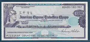American Express �g���x���[�Y�`�F�b�N �I�[�X�g�����A $100 /NOT SPECIMEN�AAU