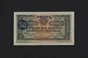 �|���g�K�� ���U���r�[�N 50 CENTAVOS 1919 P-R4a AU-UNC- RARE