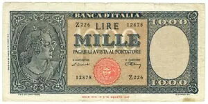 1000 ���� FALSO D'EPOCA ITALIA ORNATA DI PERLE MEDUSA 20/03/1947 MB??/BB