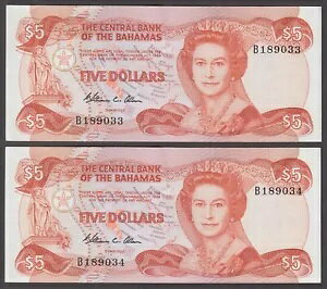 �o�n�} P.45a-9033-34 5 �h�� 1974 SIG ALLEN QEII CONS PAIR QEII VF-EF 2108