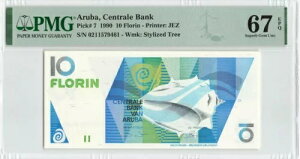 ARUBA 10 Florin 1990�AP-7�APMG 67 EPQ Superb Gem UNC�A�I�[���h �V���[�Y �v���e�B �m�[�g�B
