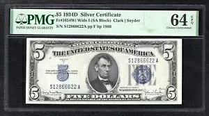FR�B 1654Wi 1934-D $5 �V���o�[�ؖ����ʉݎ��� PMG ������-64EPQ (C)
