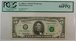 1995 $5 FRN *G-Star* fw Note�APCGS 66 PPQ�AFr. 1985-G*�A�A�M�������x������