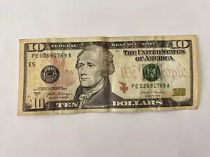 USA Real Money $10 ���� TEN DOLLARS �V���A���ԍ� PE 02691769 A note 2017