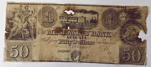 1850 �N��� $50 The Mechanics Bank - �W���[�W�A�B�I�[�K�X�^ Note TRAIN
