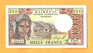 DJIBOUTI-1000 FRANCS-1991-PICK 37e-�V���A���ԍ� 48411�AUNC �B